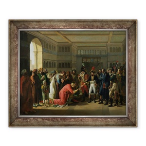 Tablou inramat - Francois Henri Mulard - Generalul Bonaparte dand o sabie sefului militar al Alexandriei, iulie 1798, 50 x 60 cm
