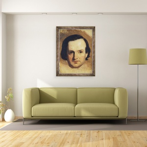 Tablou inramat - Francois Joseph Heim - Studiu pentru portretul lui Victor Hugo 1802-85 c.1836, 60 x 80 cm - Img 2