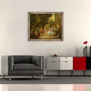 Tablou inramat - Francois Louis Joseph Watteau - Minuetul sub stejar, 70 x 85 cm - Img 2