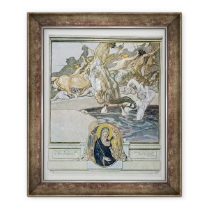 Tablou inramat - Franz von Bayros - Ilustratie din Comedia divina a lui Dante, Inferno, Canto XII - 55, 70 x 85 cm