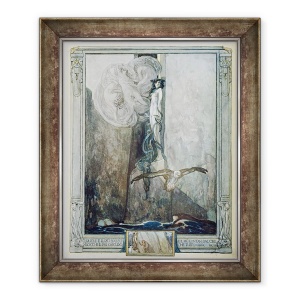 Tablou inramat - Franz von Bayros - Ilustratie din Comedia divina a lui Dante, Inferno, Canto IX. 28, 70 x 85 cm
