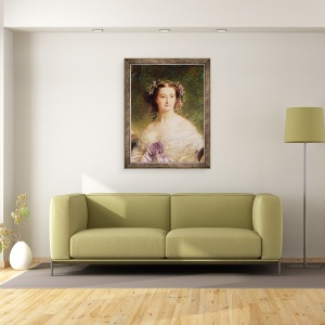 Tablou inramat - Franz Xaver Winterhalter - imparateasa Eugenie 1826-1920 si doamnele ei in asteptare, detaliu al imparatesei, 60 x 80 cm - Img 2