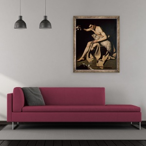 Tablou inramat - Fray Juan Batista Maino - Ioan Botezatorul se joaca cu un miel, 50 x 60 cm - Img 2