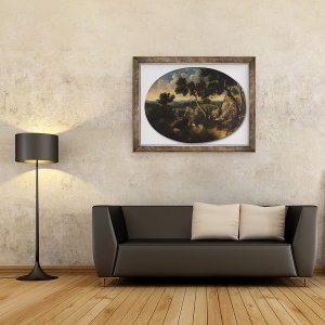 Tablou inramat - Gaspard Poussin Dughet - Peisaj stancos cu vanatori, 60 x 80 cm - Img 2