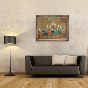 Tablou inramat - Gawen Hamilton - Fratii Clarke cu alti domni Luand vin, 60 x 80 cm - Img 2