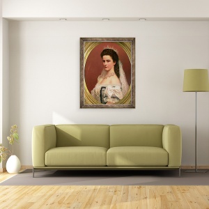 Tablou inramat - Georg Raab - imparateasa Elisabeta a Bavariei 1837-98 in costum maghiar, 60 x 80 cm - Img 2