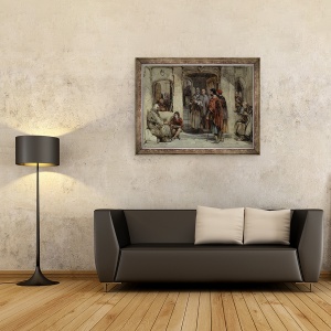 Tablou inramat - George Cattermole - O scena a vietii monahale, 60 x 80 cm - Img 2