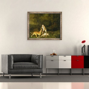 Tablou inramat - George Stubbs - Freeman, contele de vanatoare al lui Clarendon, cu o caprioara pe moarte si un caine, 50 x 60 cm - Img 2