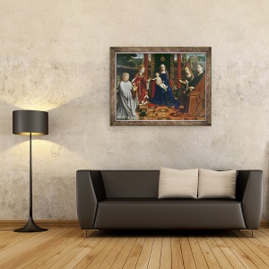 Tablou inramat - Gerard David - Fecioara si Copilul cu Sfintii si Donator, 60 x 80 cm - Img 2
