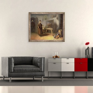 Tablou inramat - Gerard Dou - Un pictor in studioul sau, 50 x 60 cm - Img 2