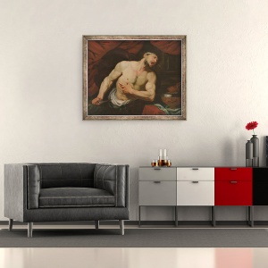 Tablou inramat - Giambattista Langetti - Moartea lui Cato de Utica, 50 x 60 cm - Img 2