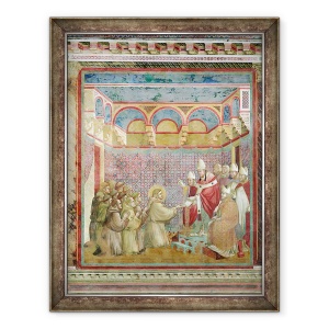 Tablou inramat - Giotto di Bondone - Sfantul Francisc primeste aprobarea Regula Prima de la Papa Inocent al III-lea 1160-1216 in 1210, 70 x 90 cm