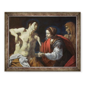 Tablou inramat - Giovanni-Battista Caracciolo - Sfantul Sebastian ingrijit de Sfanta Irene, 70 x 90 cm