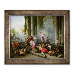 Tablou inramat - Giovanni Paolo Pannini - Hristos a alungat negustorii din templu, 70 x 85 cm