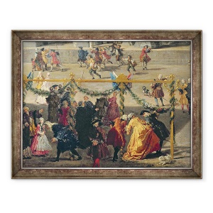 Tablou inramat - Giovanni Paolo Pannini - Pregatire pentru spectacolul de artificii tinut la Piazza Navona, Roma, pentru a sarbatori nasterea Delfinului, 70 x 90 cm