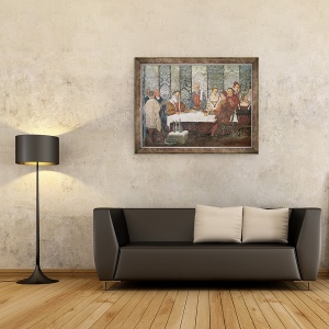 Tablou inramat - Girolamo Romanino - Banchet acordat de Bartolomeo Colleoni pentru regele Christian I al Danemarcei, 60 x 80 cm - Img 2