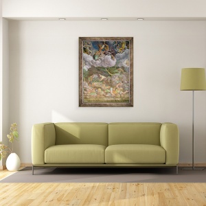 Tablou inramat - Giulio Romano - Olympus si Zeus Distrugerea gigantilor rebeli, detaliu de la unul dintre zidurile Sala dei Giganti, 60 x 80 cm - Img 2