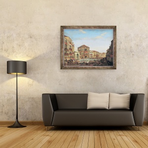 Tablou inramat - Giuseppe Borsato - Napoleon I 1769-1821 prezideaza o Regata la Venetia, 60 x 80 cm - Img 2