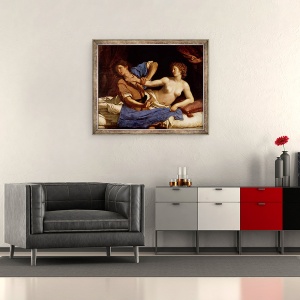 Tablou inramat - Guercino - Iosif si sotia lui Potifar, 50 x 60 cm - Img 2