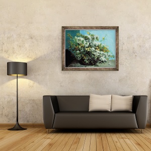 Tablou inramat - Gustave Courbet - Flori si crengi inflorite, 60 x 80 cm - Img 2