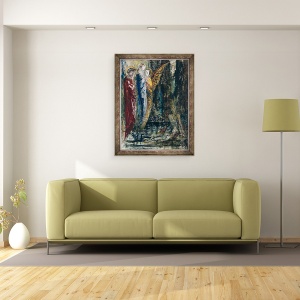 Tablou inramat - Gustave Moreau - Iov si ingerii, 60 x 80 cm - Img 2