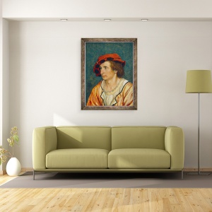 Tablou inramat - Hans Holbein the Younger - Portretul unui Tanar, 60 x 80 cm - Img 2
