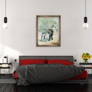 Tablou inramat - Henri de Toulouse-Lautrec - Artilerist isi pune saua pe cal, 70 x 90 cm - Img 3