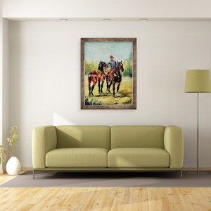 Tablou inramat - Henri de Toulouse-Lautrec - Doi cai si un mire, 60 x 80 cm - Img 2