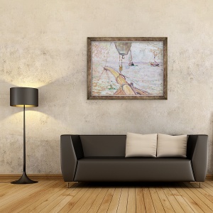 Tablou inramat - Henri de Toulouse-Lautrec - Vedere de Arcachon din partea din fata a Yacht Cocorico, 60 x 80 cm - Img 2