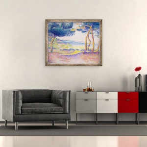 Tablou inramat - Henri-Edmond Cross - Pini de-a lungul tarmului, 50 x 60 cm - Img 2