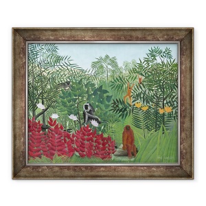 Tablou inramat - Henri J.F. Rousseau - Padurea tropicala cu maimute, 70 x 85 cm