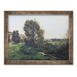 Tablou inramat - Henri-Joseph Harpignies - Vedere din Moncel-sur-Seine, 60 x 80 cm
