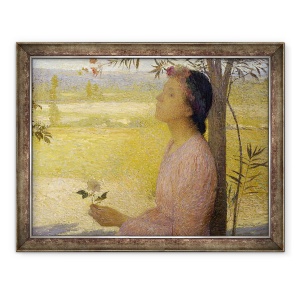 Tablou inramat - Henri Martin - Tanara femeie cu un trandafir, 70 x 90 cm