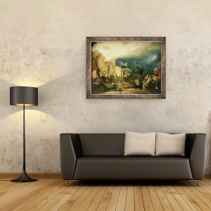 Tablou inramat - Henry Perlee Parker - Salvarea lui John Wesley din focul rectorului Epworth, 70 x 90 cm - Img 2