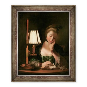 Tablou inramat - Henry Robert Morland - Citind femeie de o hartie clopot umbra, 50 x 60 cm