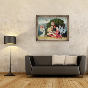Tablou inramat - Hieronymus Bosch - Muzicienii de pe partea de sus a vagonului, detaliu al panoului central al Haywain Triptic, 70 x 90 cm - Img 2