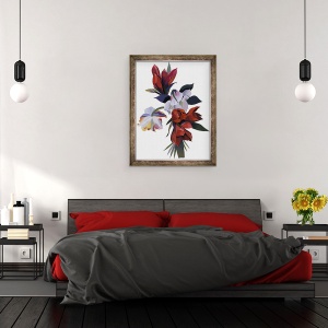 Tablou inramat - Hiroyuki Izutsu - Floare desenata in culoarea rosie, 70 x 90 cm - Img 2