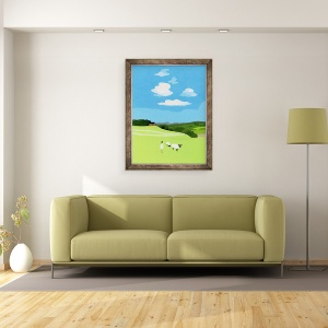 Tablou inramat - Hiroyuki Izutsu - Prerie si oi, 60 x 80 cm - Img 2