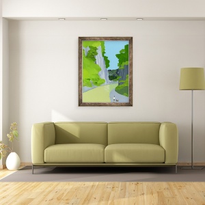 Tablou inramat - Hiroyuki Izutsu - Un om de pescuit intr-o vale, 70 x 90 cm - Img 2