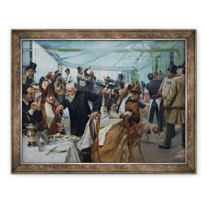 Tablou inramat - Hugo Birger - Pranzul artistului scandinav la Cafe Ledoyen in Ziua Lacurilor, 70 x 90 cm