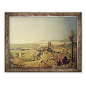Tablou inramat - Ignace Francois Bonhomme - Mine de carbune si cariere de argila la Montchanin, 70 x 90 cm