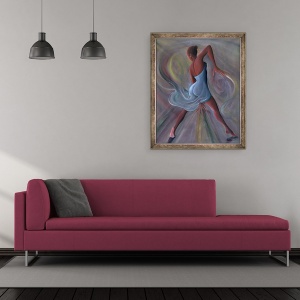 Tablou inramat - Ikahl Beckford - Rochie albastra, 50 x 60 cm - Img 2