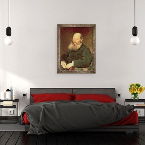 Tablou inramat - Ilya Efimovich Repin - Portretul lui Afanasy Fet 1820-92, 70 x 90 cm - Img 3