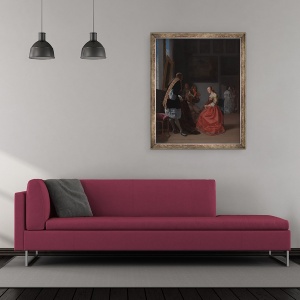 Tablou inramat - Jacob Ochtervelt - O companie muzicala, 50 x 60 cm - Img 2