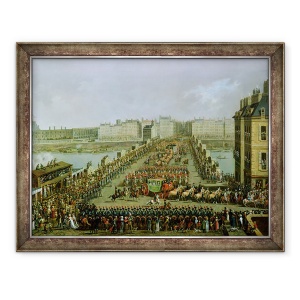 Tablou inramat - Jacques Bertaux - Procesiunea imperiala revenind la Notre Dame pentru ceremonia sacra din 2 decembrie 1804, 70 x 90 cm