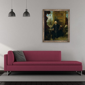 Tablou inramat - Jacques de Lajoue - Staret Nollet 1700-70 in studiul sau, 70 x 85 cm - Img 2