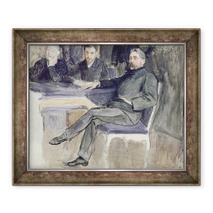 Tablou inramat - Jacques-Emile Blanche - Studiu pentru un portret al lui Stephane Mallarme 1842-98 si al prietenilor sai din La Revue Independante, 70 x 85 cm