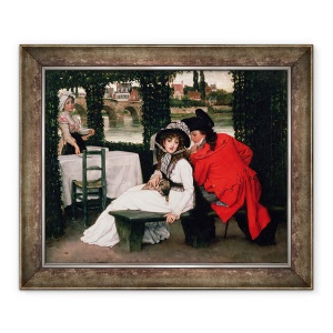 Tablou inramat - James Jacques Joseph Tissot - O intalnire la o cafenea Riverside, 70 x 85 cm