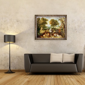 Tablou inramat - Jan Brueghel the Elder - Paradisul terestru, 60 x 80 cm - Img 2