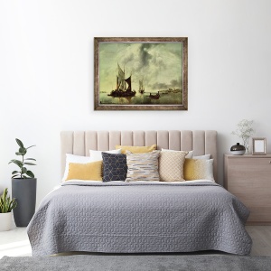 Tablou inramat - Jan van de Capelle - Calm sau, Barci in apropierea coastei, 70 x 90 cm - Img 3
